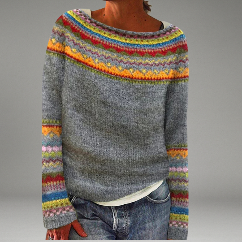 Women’s Crew Neck Jumper with Long Sleeves and Stitched Hem