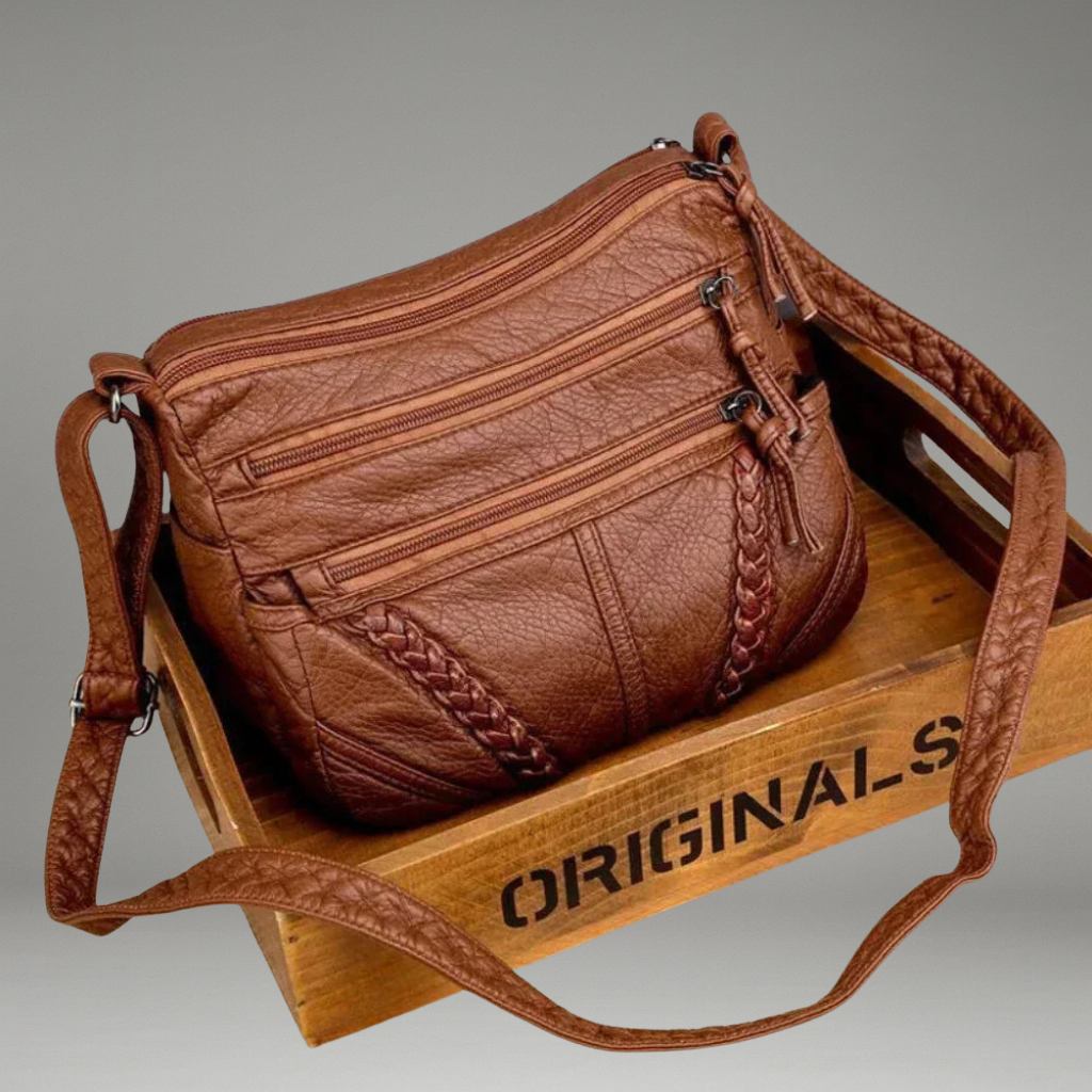 Women’s Shoulder Bag with Zippered Compartments and Shoulder Strap