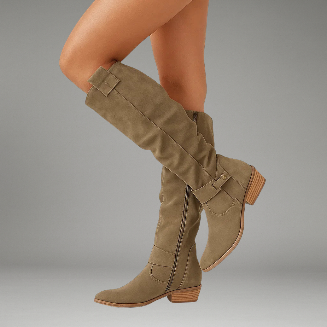 Women’s Ankle Boots with Side Zipper and Patterned Sole