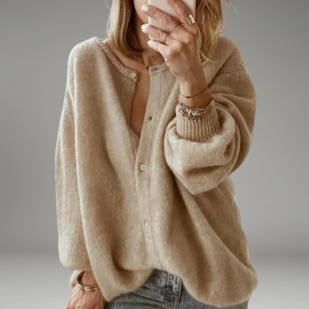 Women’s Cardigan with Button Closure and Long Sleeves