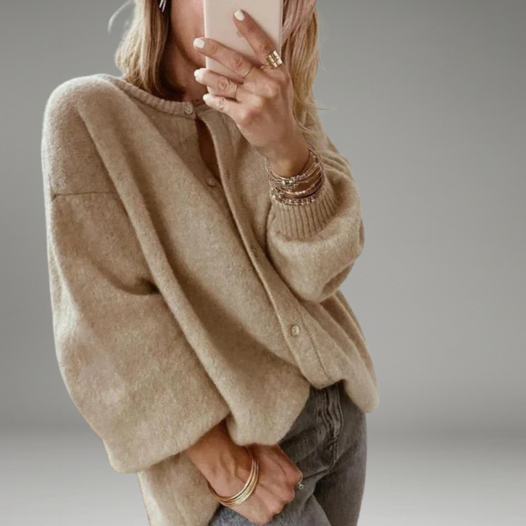 Women’s Cardigan with Button Closure and Long Sleeves