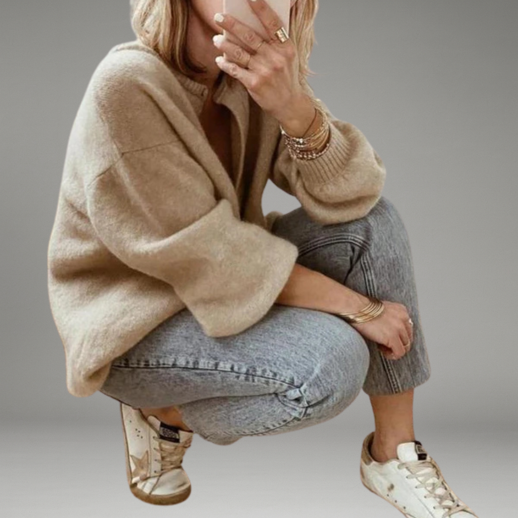 Women’s Cardigan with Button Closure and Long Sleeves