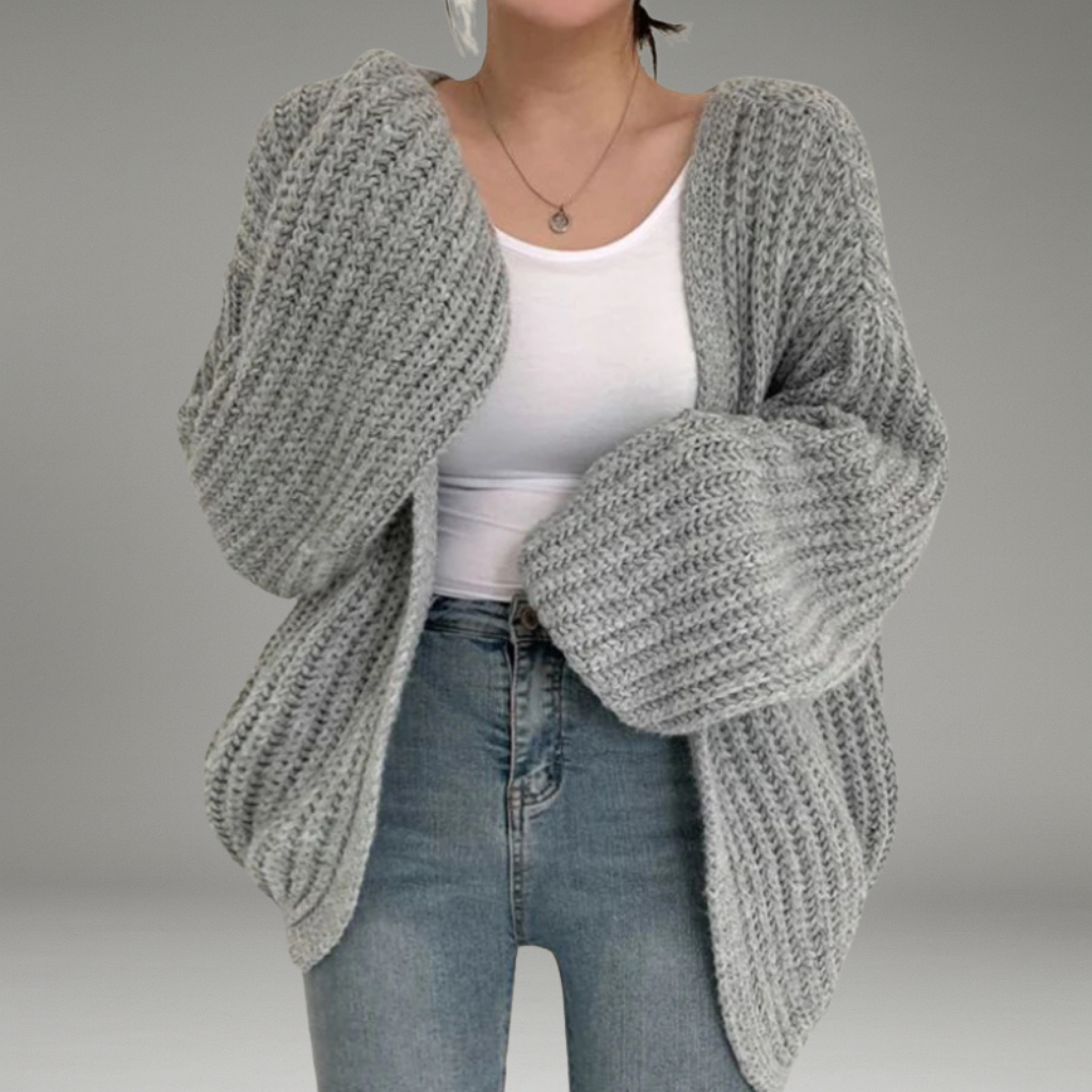 Women’s Cardigan with Open Front and Long Sleeves