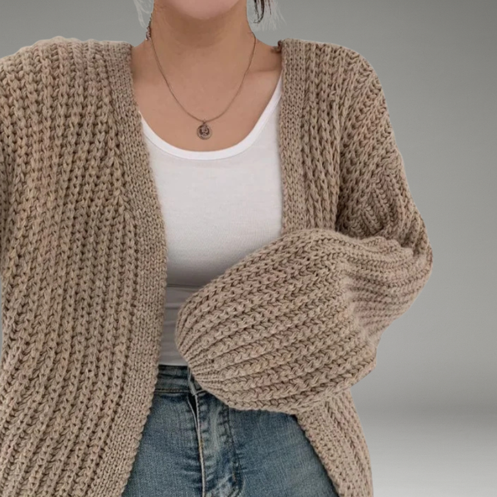 Women’s Cardigan with Open Front and Long Sleeves