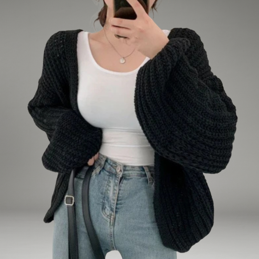 Women’s Cardigan with Open Front and Long Sleeves