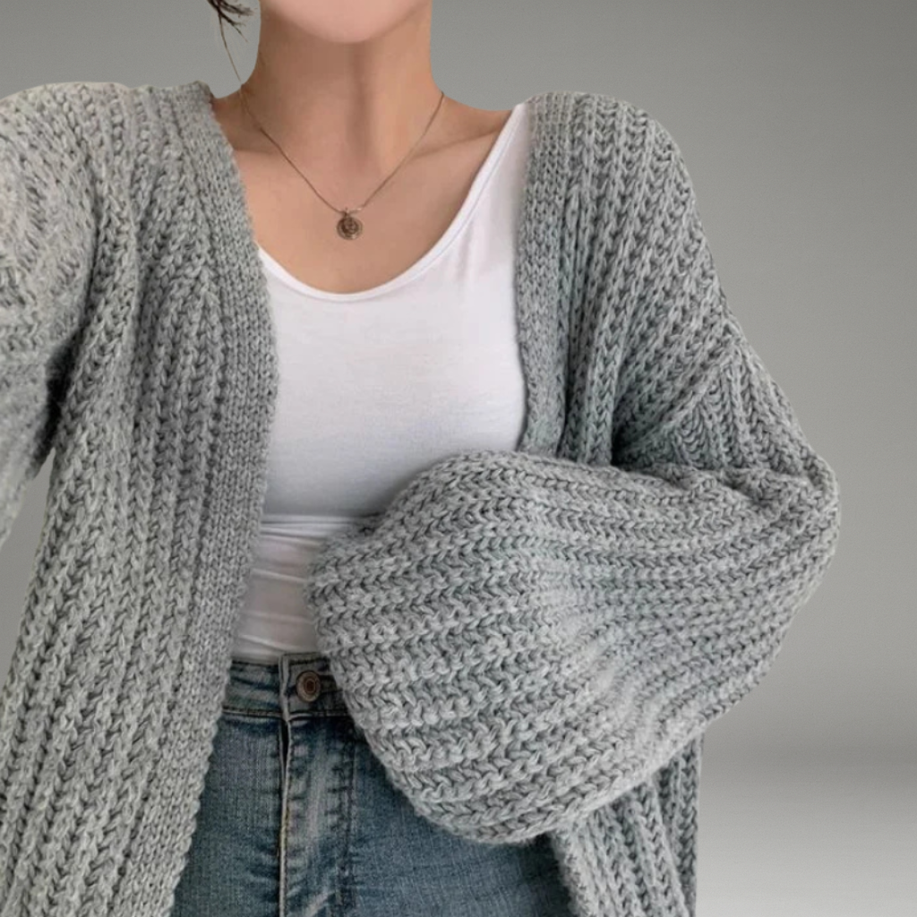 Women’s Cardigan with Open Front and Long Sleeves