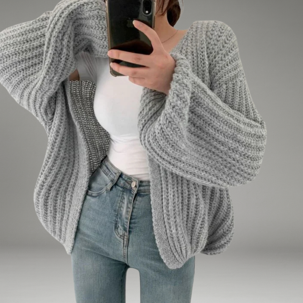 Women’s Cardigan with Open Front and Long Sleeves