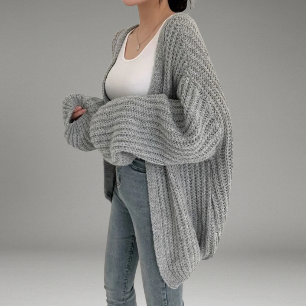 Women’s Cardigan with Open Front and Long Sleeves