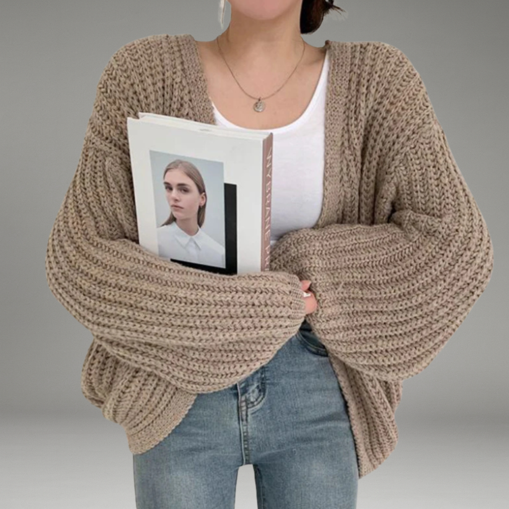 Women’s Cardigan with Open Front and Long Sleeves