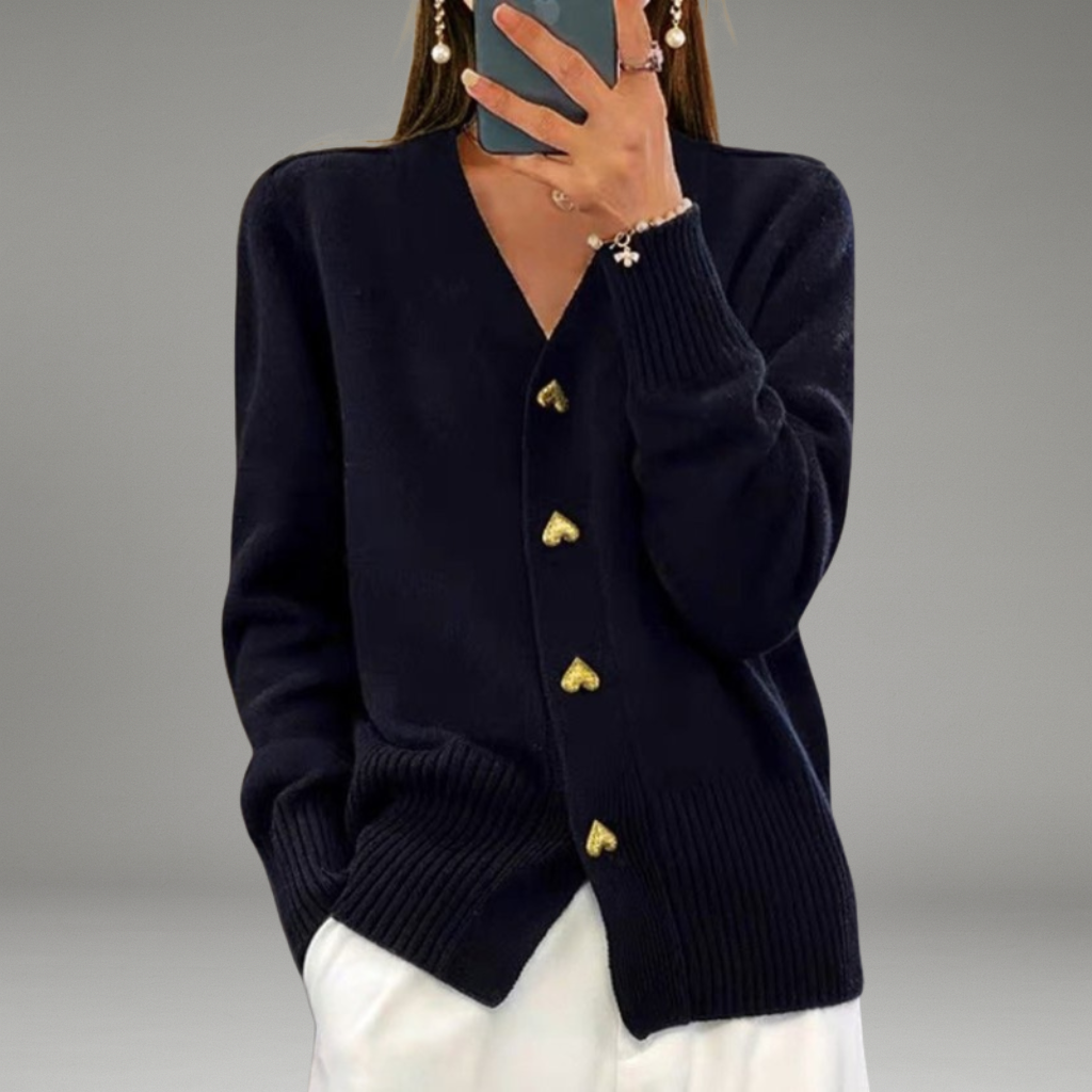 Women’s Cardigan with V-Neckline and Button Closure