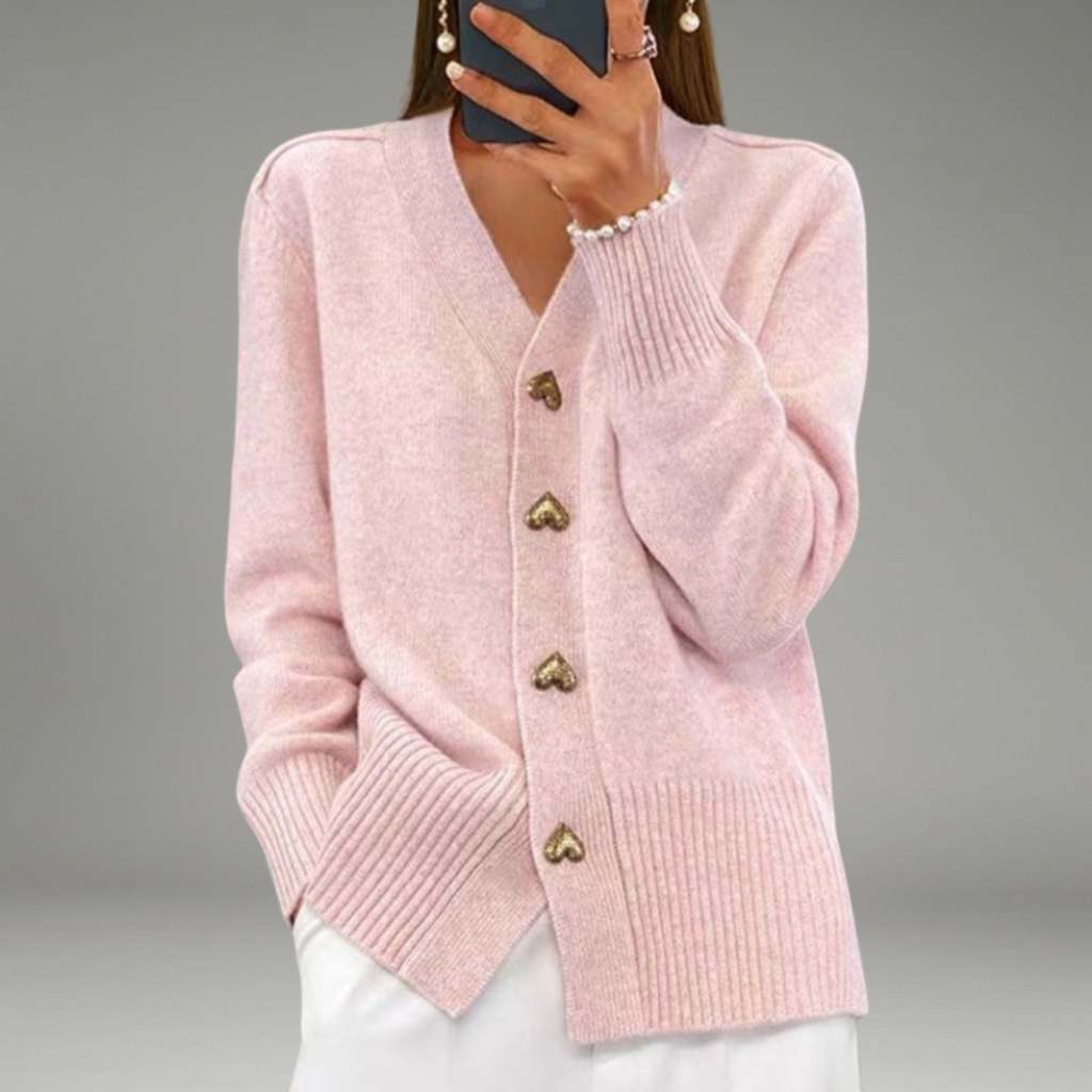 Women’s Cardigan with V-Neckline and Button Closure