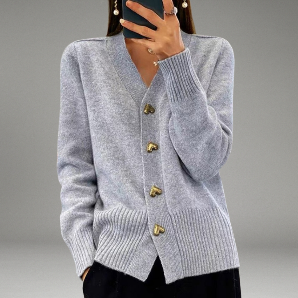 Women’s Cardigan with V-Neckline and Button Closure
