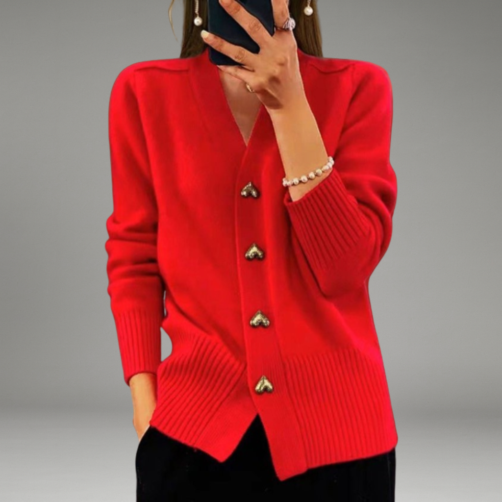 Women’s Cardigan with V-Neckline and Button Closure
