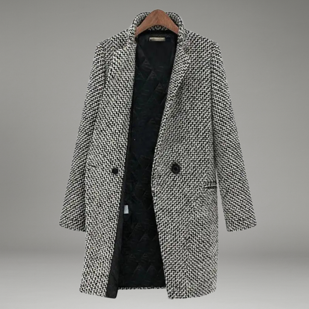 Women’s Coat with Notched Collar and Double Button Closure