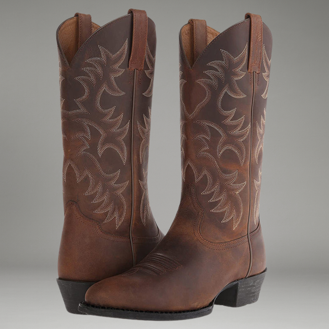 Women’s Cowboy Boots with Pointed Toe and Stacked Heel