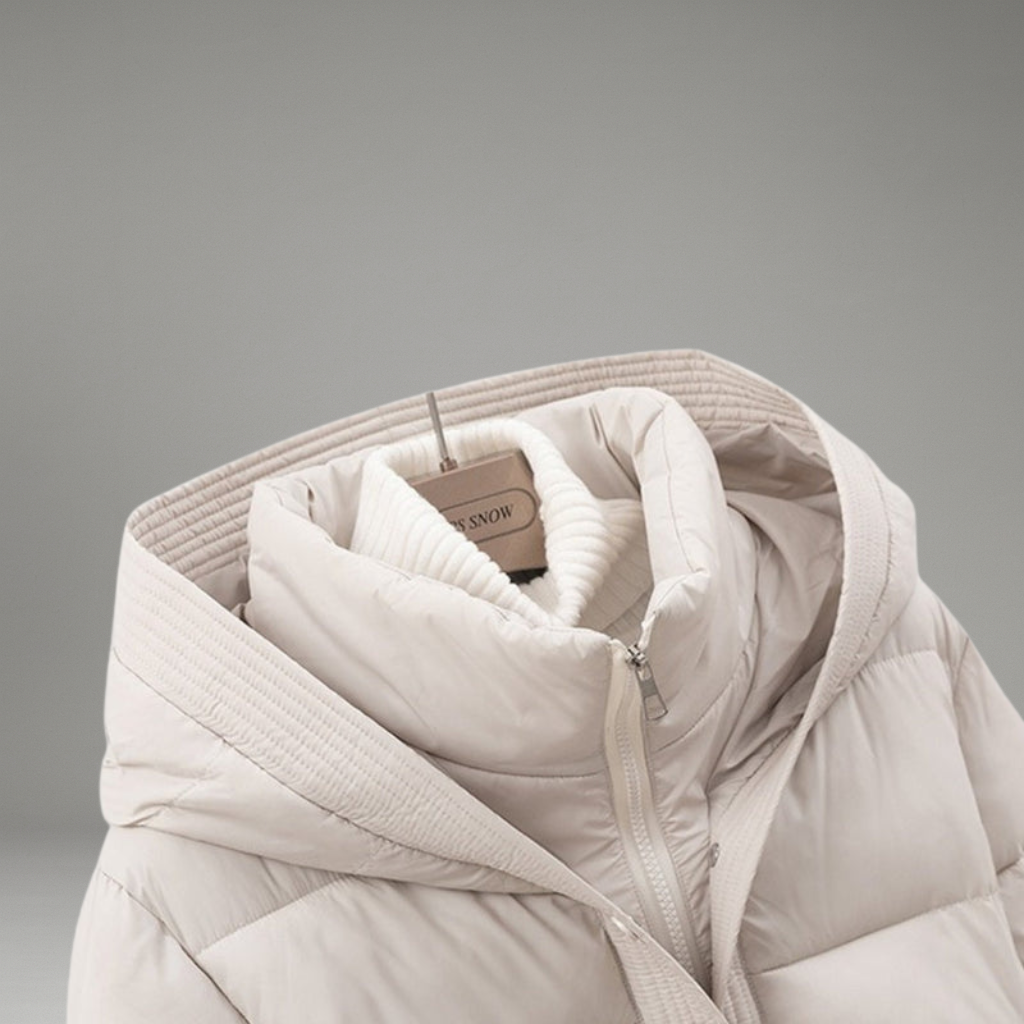 Women’s Hooded Jacket with Dual Closure and Tie Belt