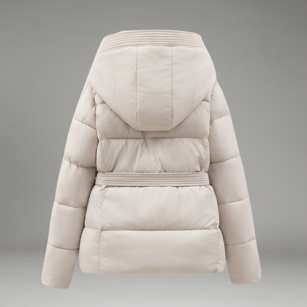 Women’s Hooded Jacket with Dual Closure and Tie Belt