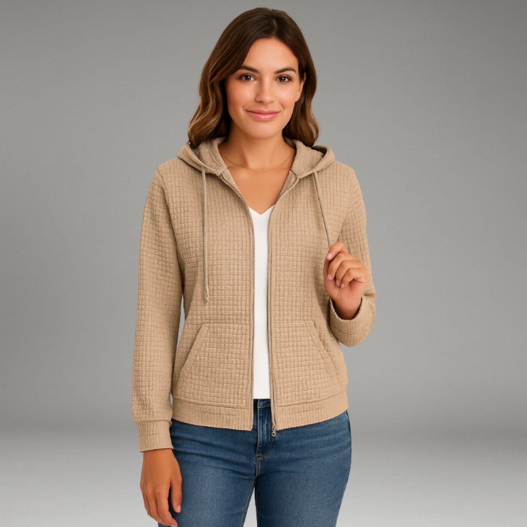 Women’s Hoodie Jacket with Zip Closure and Front Kangaroo Pockets