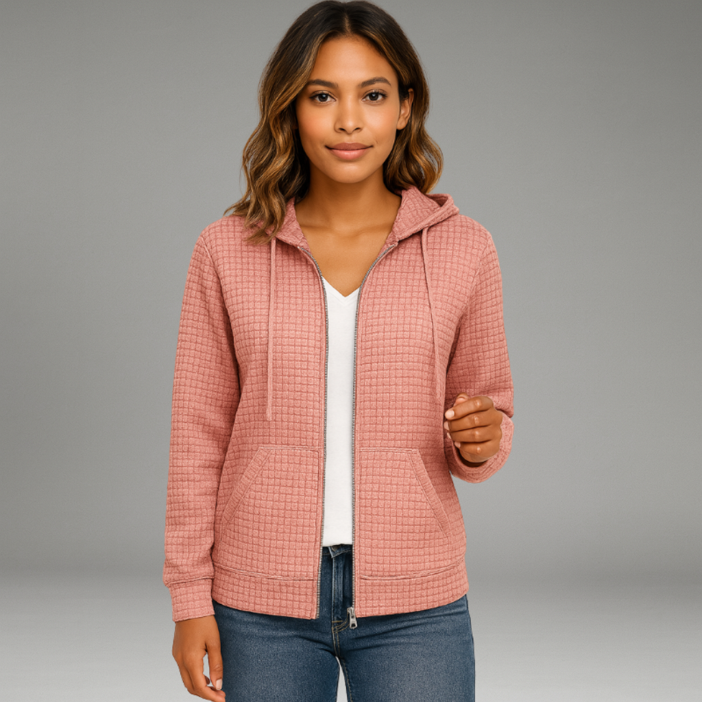 Women’s Hoodie Jacket with Zip Closure and Front Kangaroo Pockets
