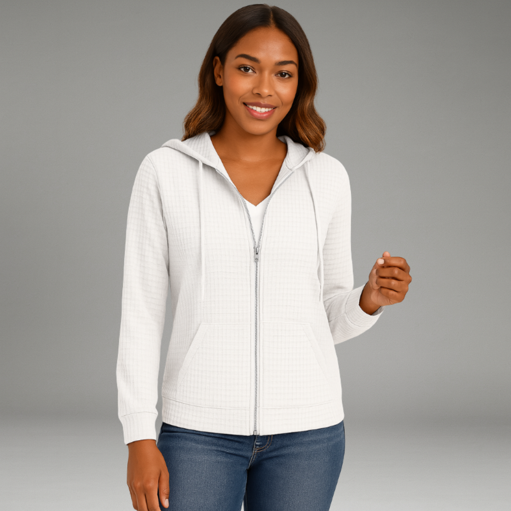 Women’s Hoodie Jacket with Zip Closure and Front Kangaroo Pockets