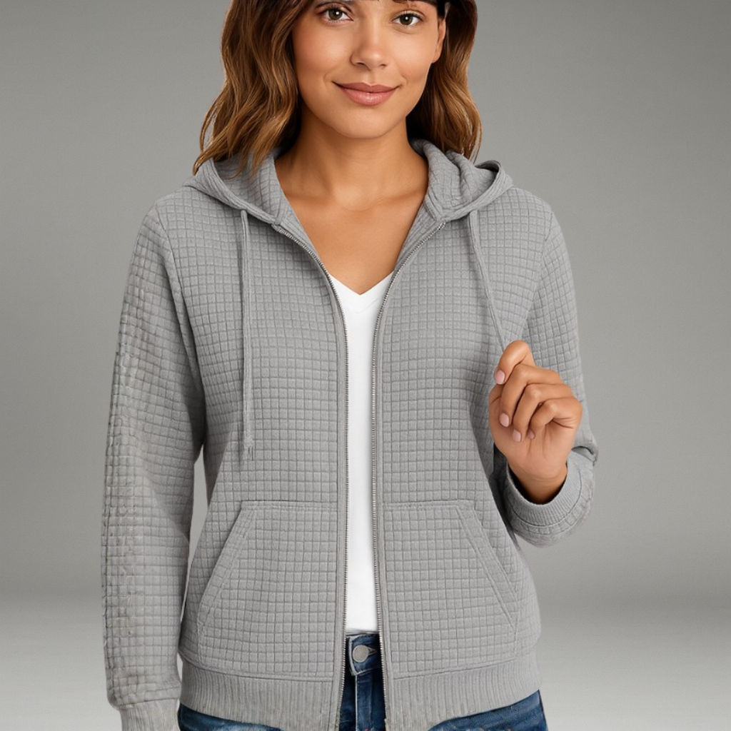 Women’s Hoodie Jacket with Zip Closure and Front Kangaroo Pockets