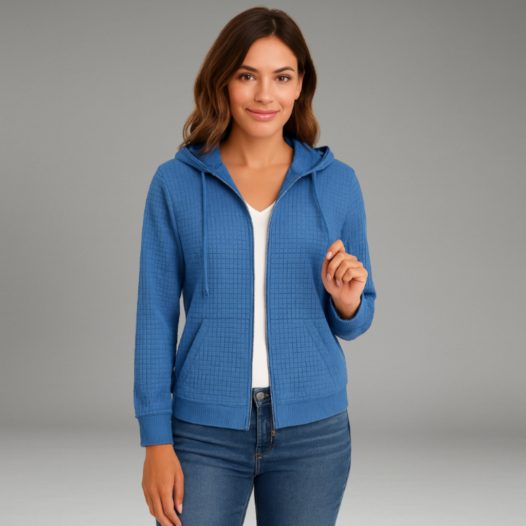 Women’s Hoodie Jacket with Zip Closure and Front Kangaroo Pockets