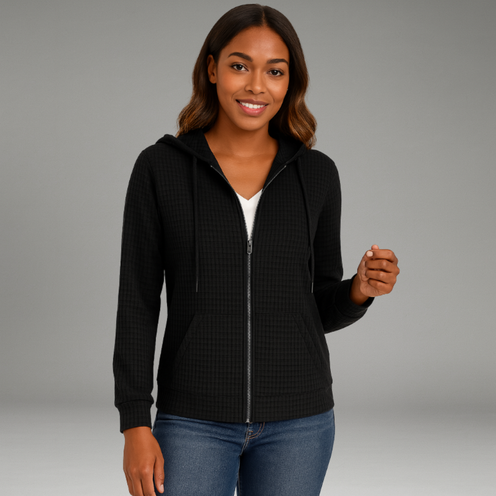Women’s Hoodie Jacket with Zip Closure and Front Kangaroo Pockets