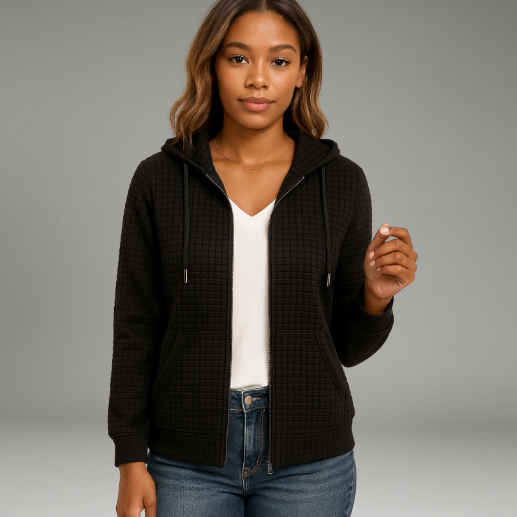 Women’s Hoodie Jacket with Zip Closure and Front Kangaroo Pockets