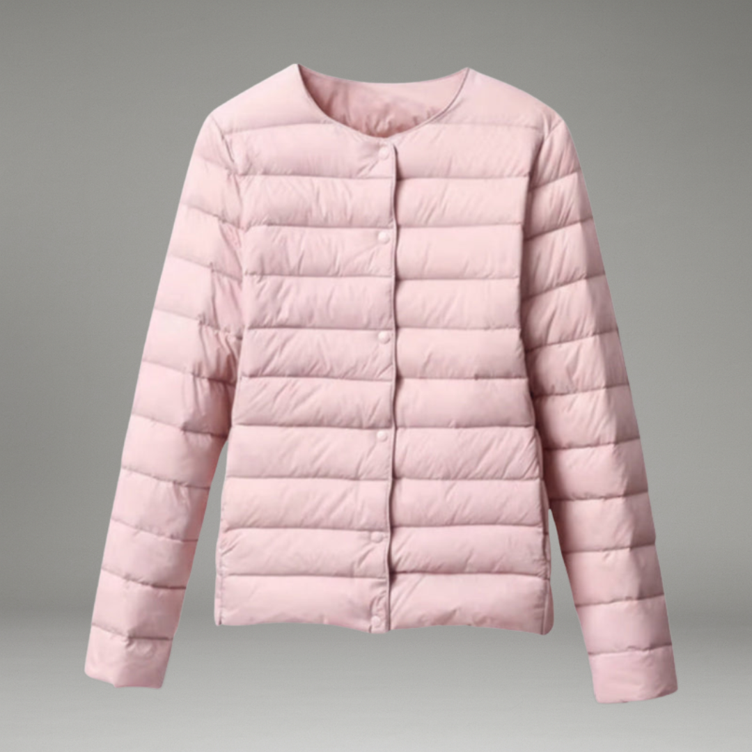 Women’s Jacket with Front Zipper Closure and Stitched Panel Design