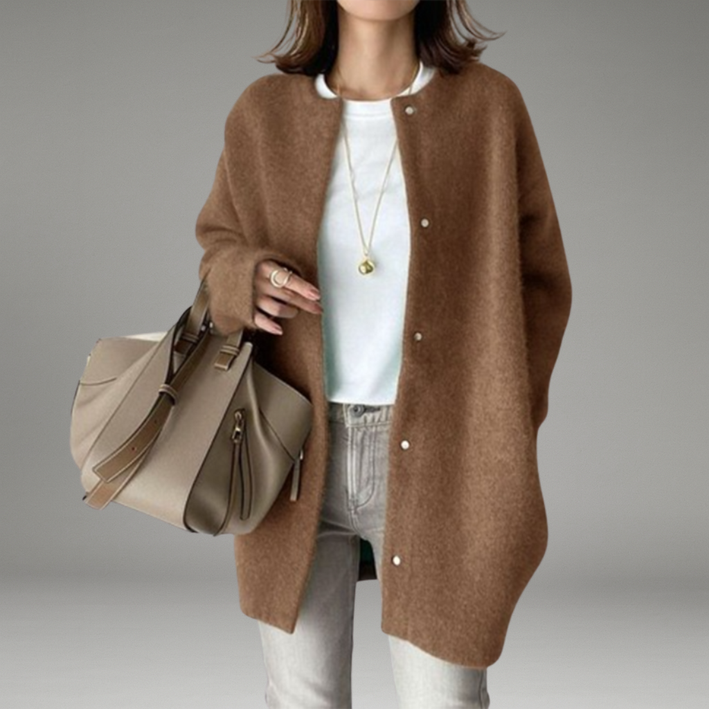 Women’s Knit Cardigan with Button Front and Side Pockets