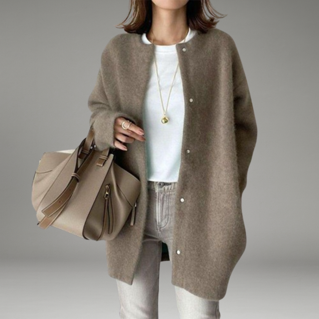 Women’s Knit Cardigan with Button Front and Side Pockets