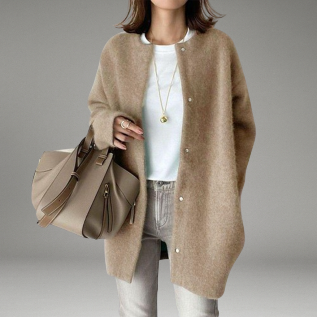 Women’s Knit Cardigan with Button Front and Side Pockets