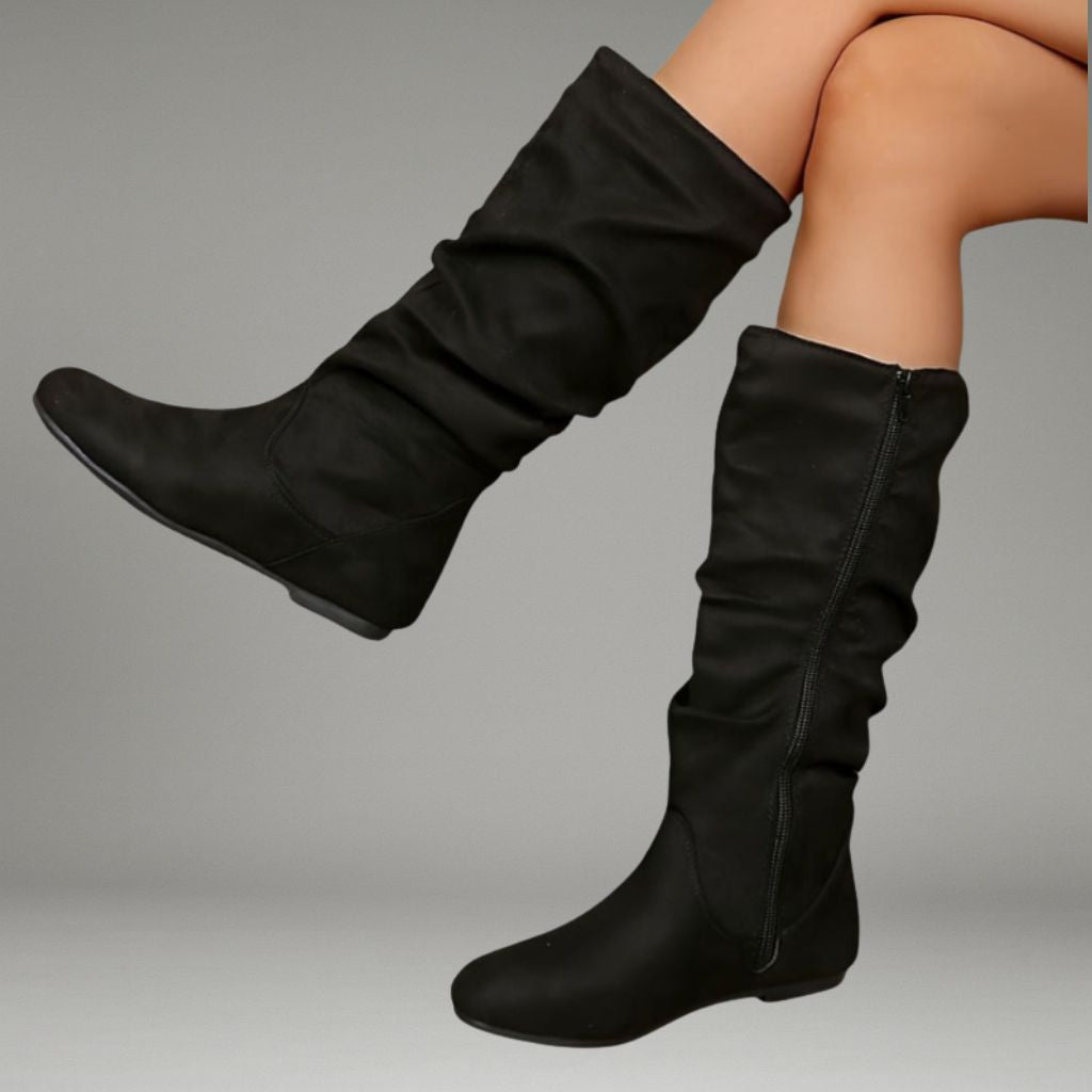 Women’s Mid-Calf Boots with Side Zip and Flat Sole