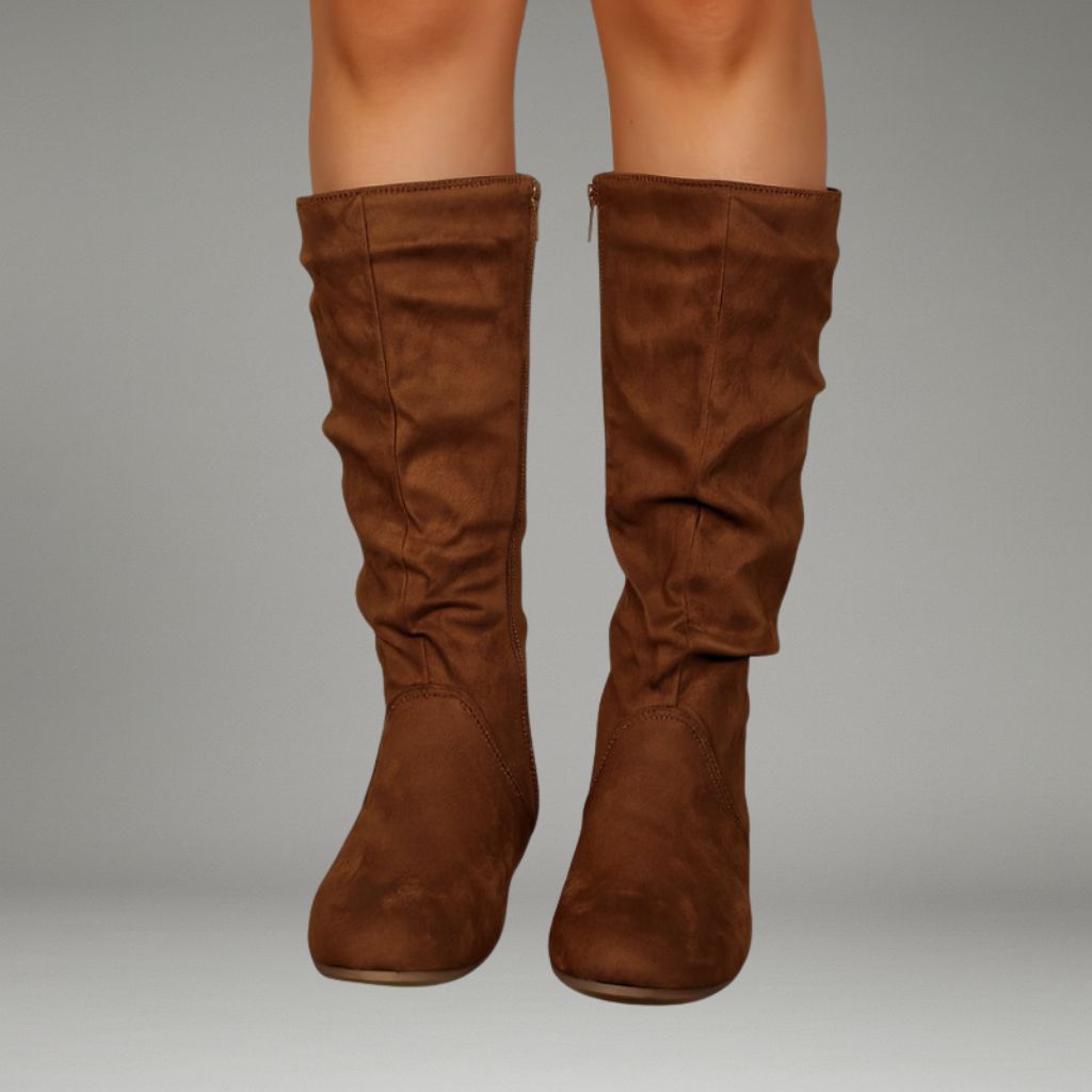 Women’s Mid-Calf Boots with Side Zip and Flat Sole