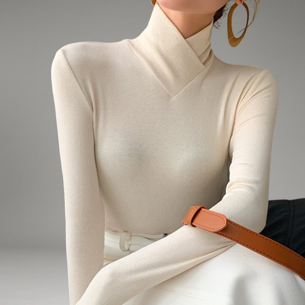 Women’s Mock Neck Pullover Top with Straight Hem