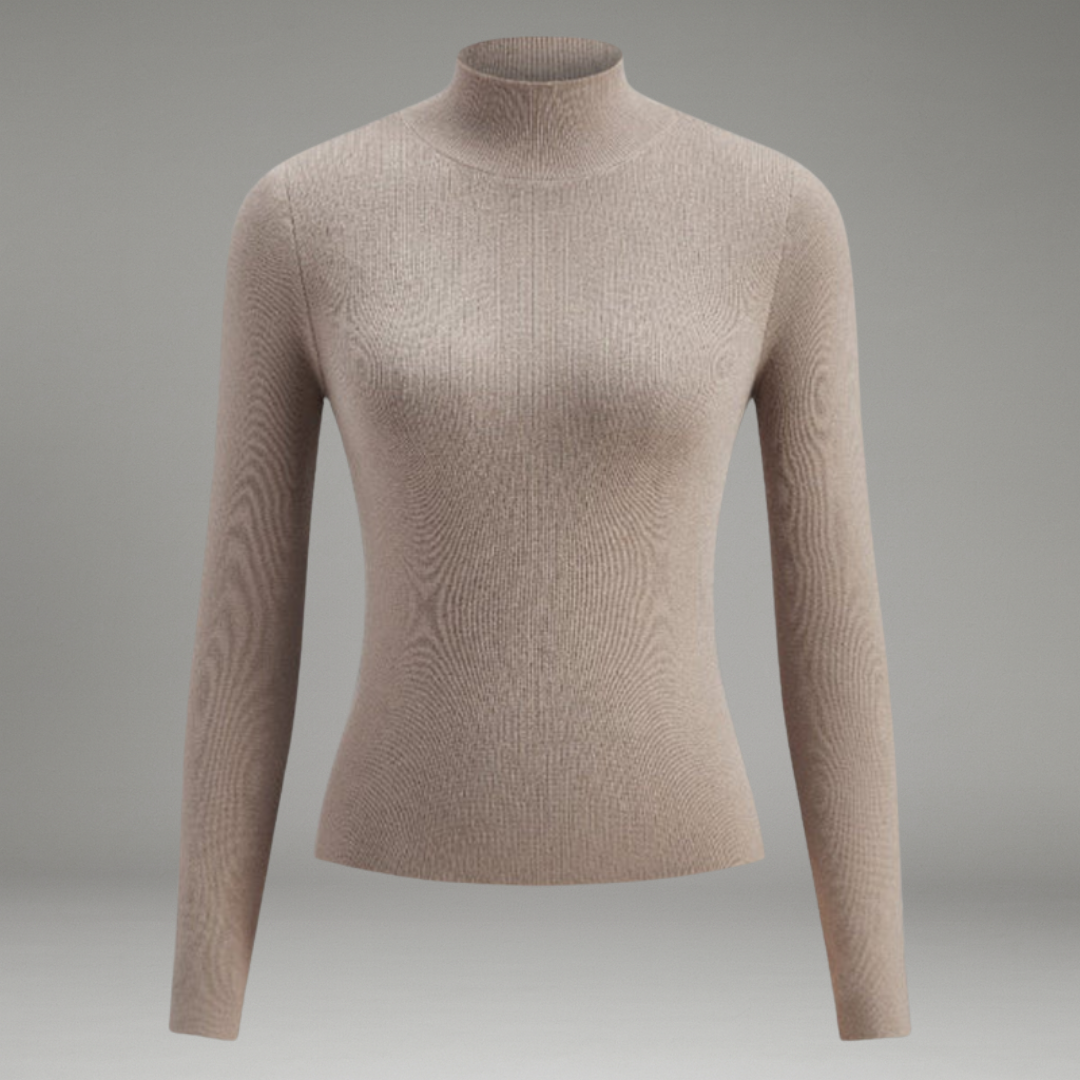 Women’s Mock Neck Top with Long Sleeves and Straight Hem