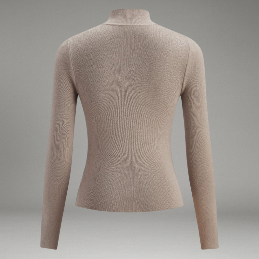 Women’s Mock Neck Top with Long Sleeves and Straight Hem