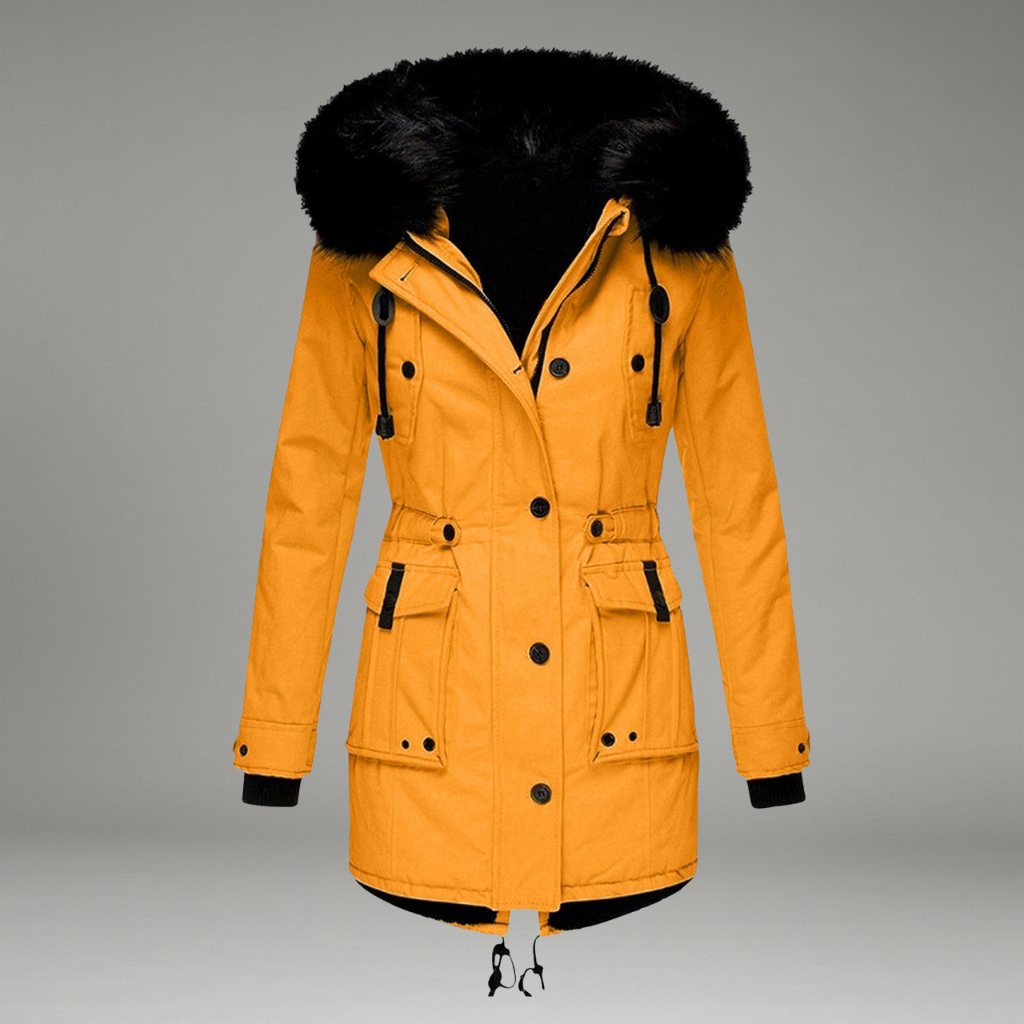 Women’s Parka Jacket with Hooded Neckline and Front Zip Closure