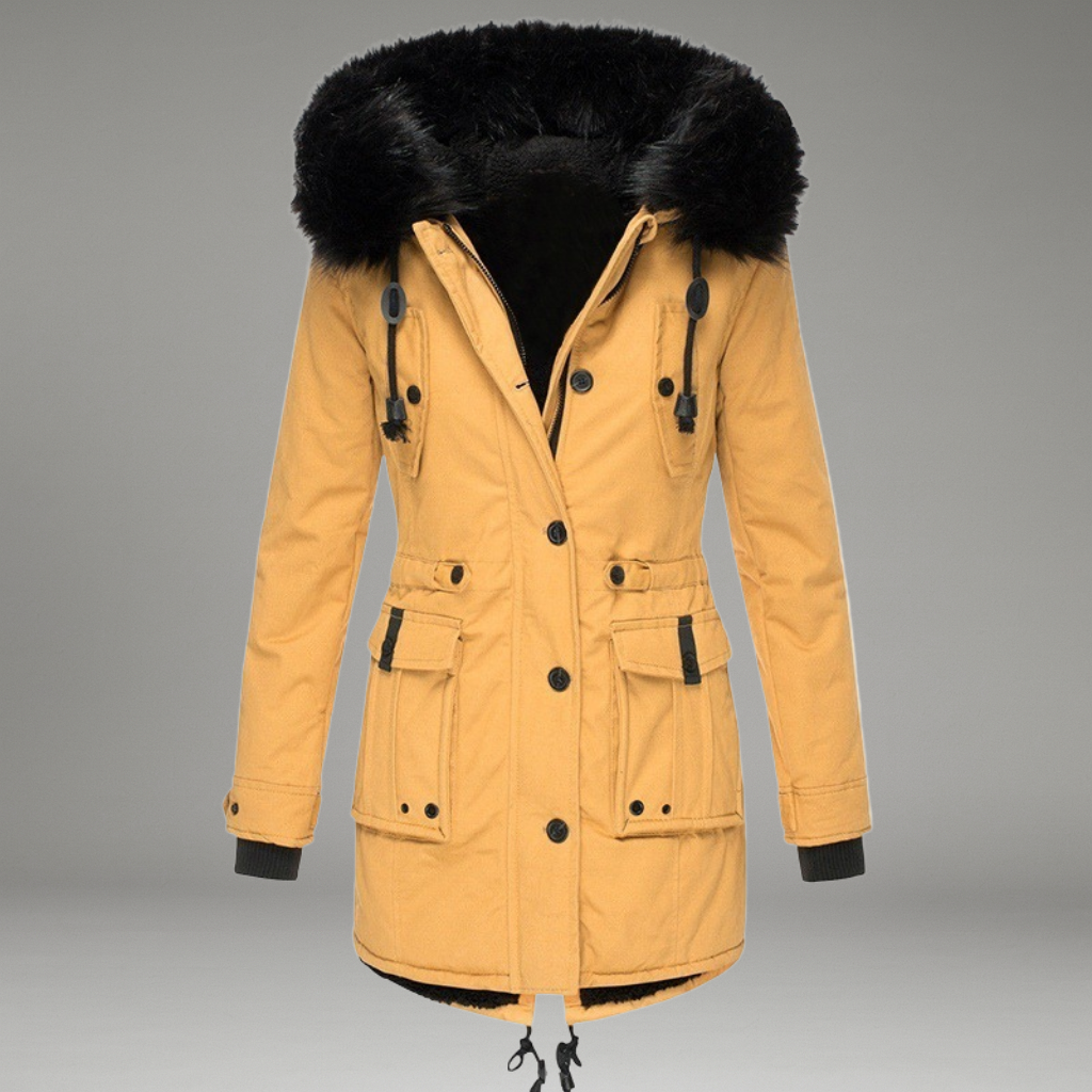 Women’s Parka Jacket with Hooded Neckline and Front Zip Closure