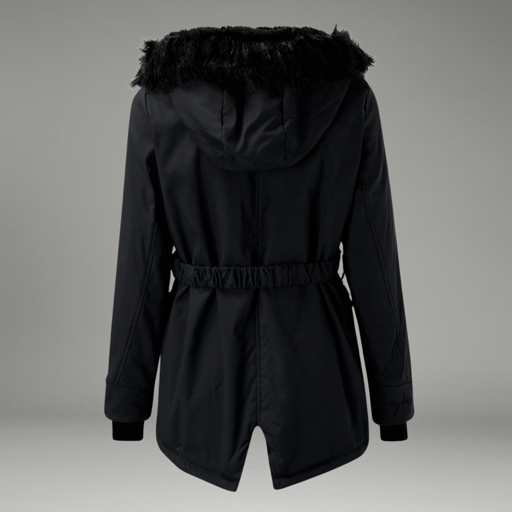 Women’s Parka Jacket with Hooded Neckline and Front Zip Closure