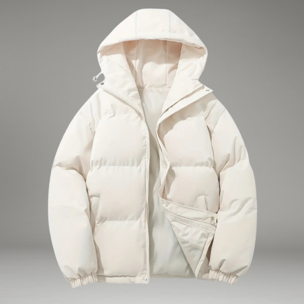 Women’s Puffer Jacket with Hood and Zip Closure