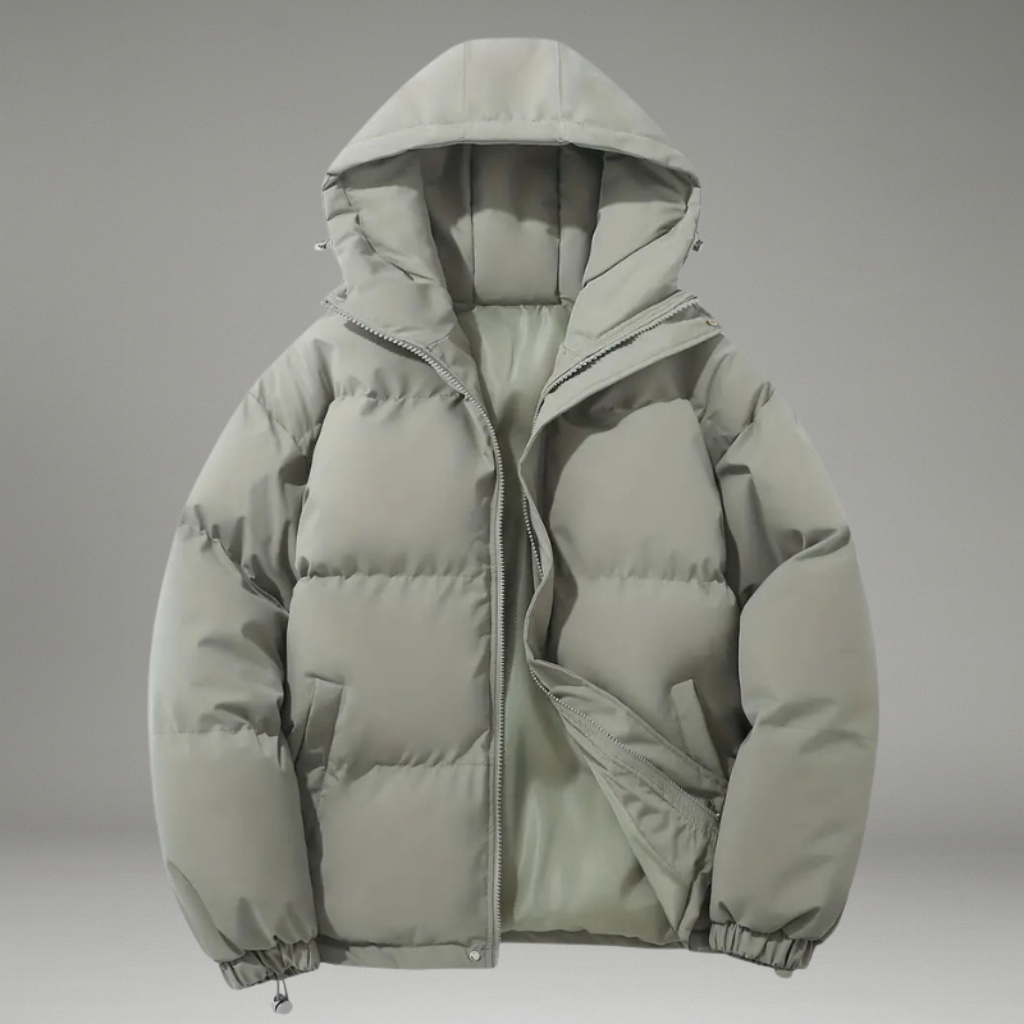 Women’s Puffer Jacket with Hood and Zip Closure