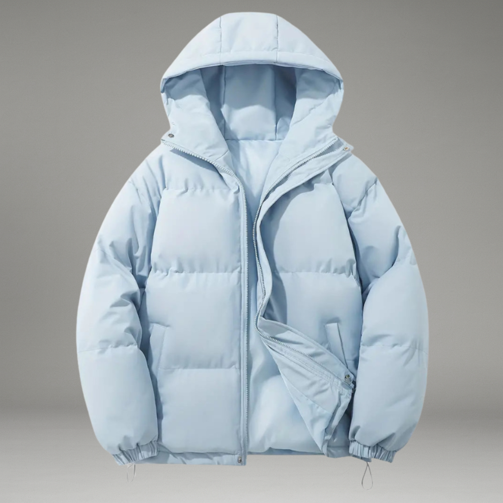 Women’s Puffer Jacket with Hood and Zip Closure