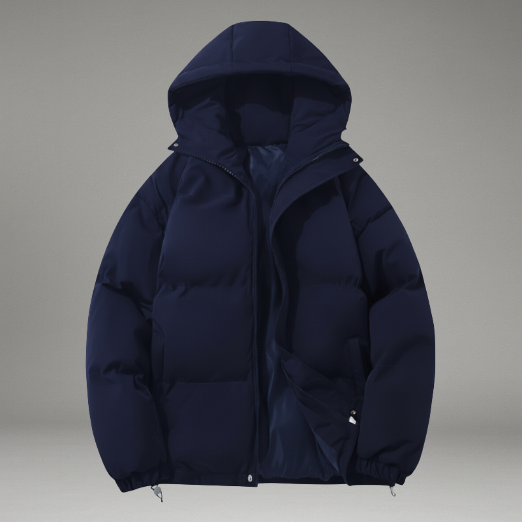 Women’s Puffer Jacket with Hood and Zip Closure