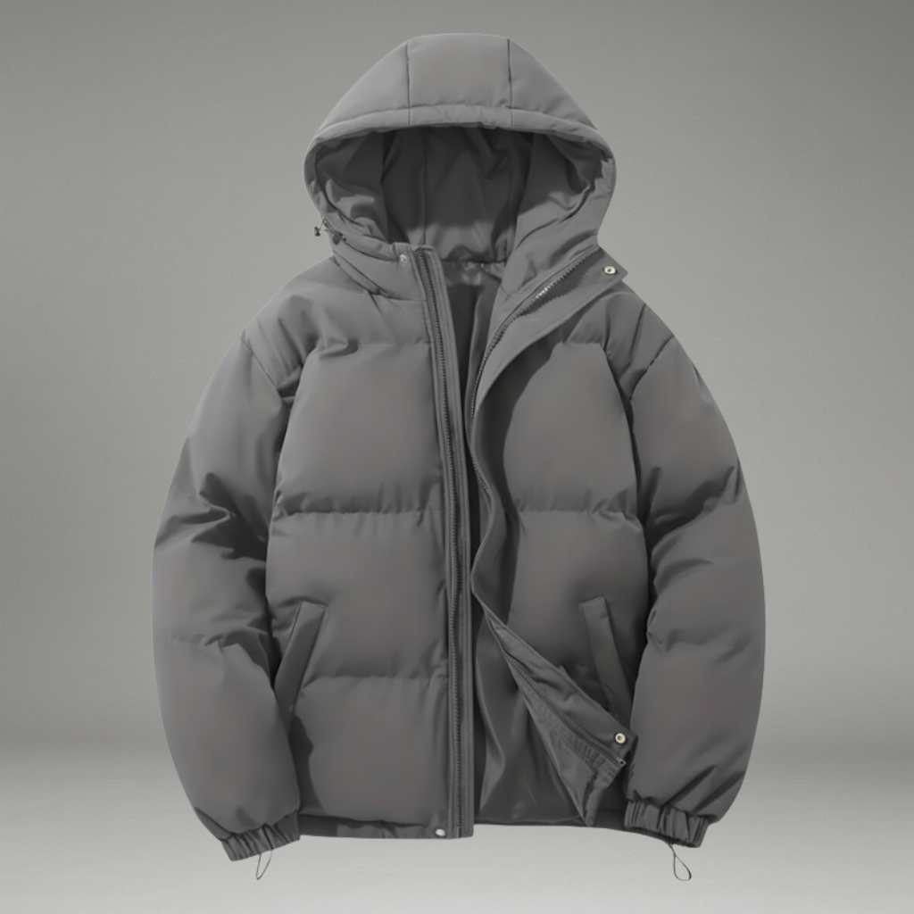 Women’s Puffer Jacket with Hood and Zip Closure