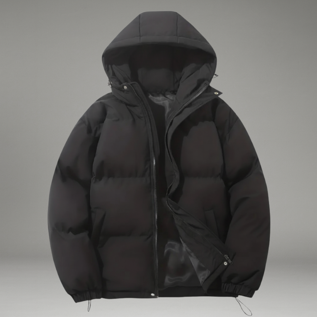 Women’s Puffer Jacket with Hood and Zip Closure