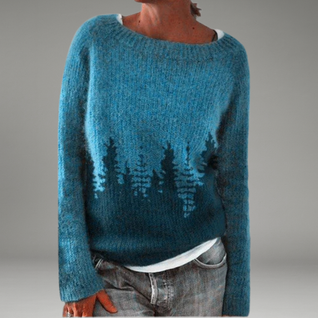 Women’s Pullover Jumper with Round Neckline and Long Sleeves