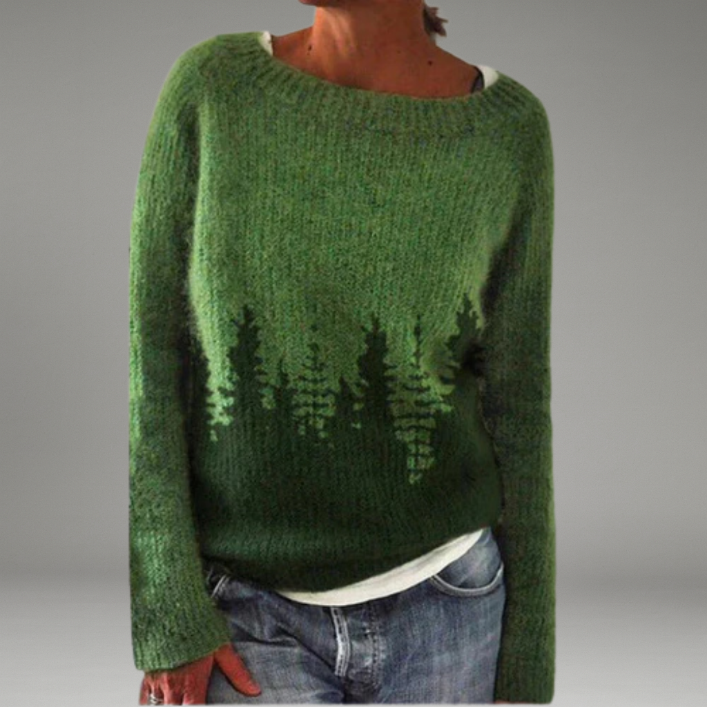 Women’s Pullover Jumper with Round Neckline and Long Sleeves