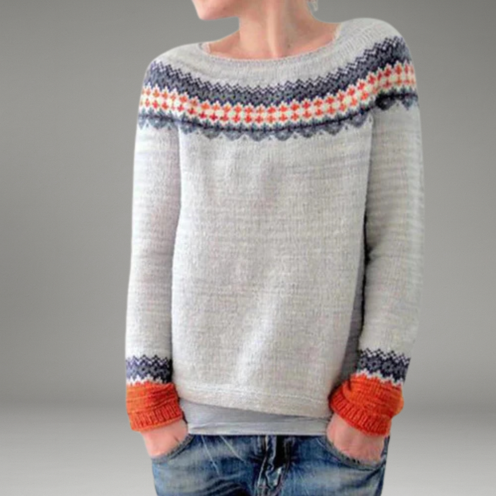 Women’s Pullover Jumper with Round Neckline and Long Sleeves