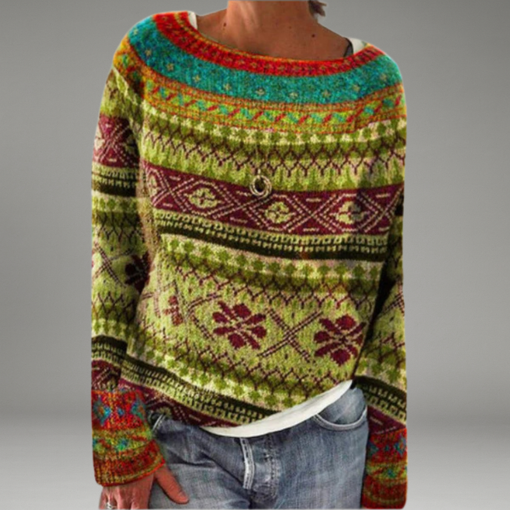 Women’s Pullover Jumper with Round Neckline and Long Sleeves